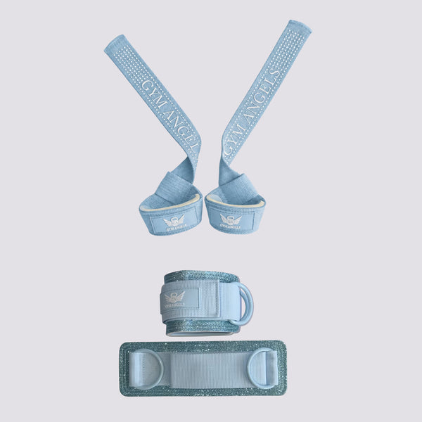 Baby Blue Gym Accessories Kit - Lifting Straps & Ankle Straps