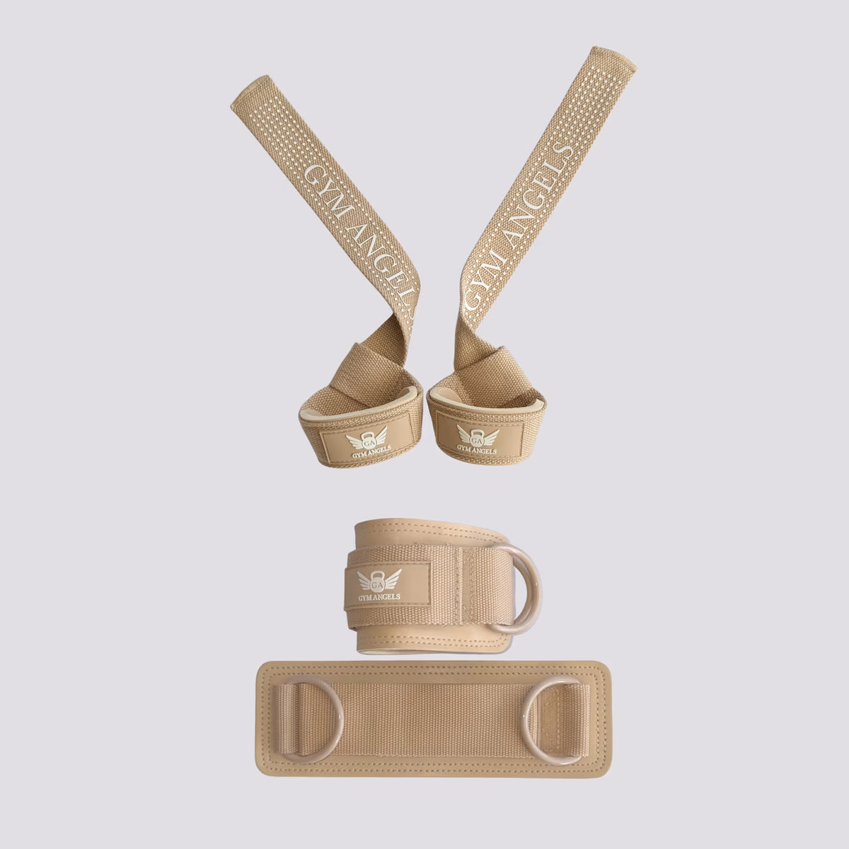Beige Accessories Bundle - Lifting Straps & Ankle Straps