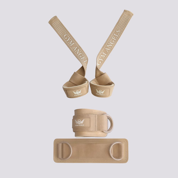 Beige Accessories Bundle - Lifting Straps & Ankle Straps