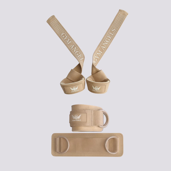 Beige Accessories Bundle - Lifting Straps & Ankle Straps