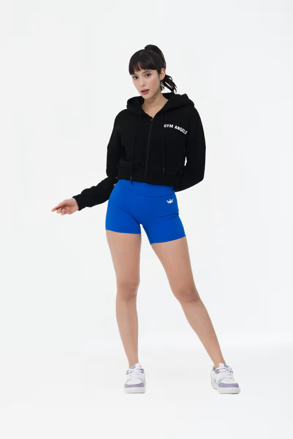 Black Crop Fleece Hoodie