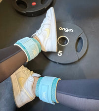 D-Ring Baby Blue Glitter Ankle Straps for Cable Exercises UK