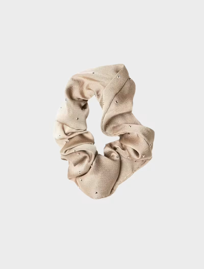 Beige Diamanté Scrunchie