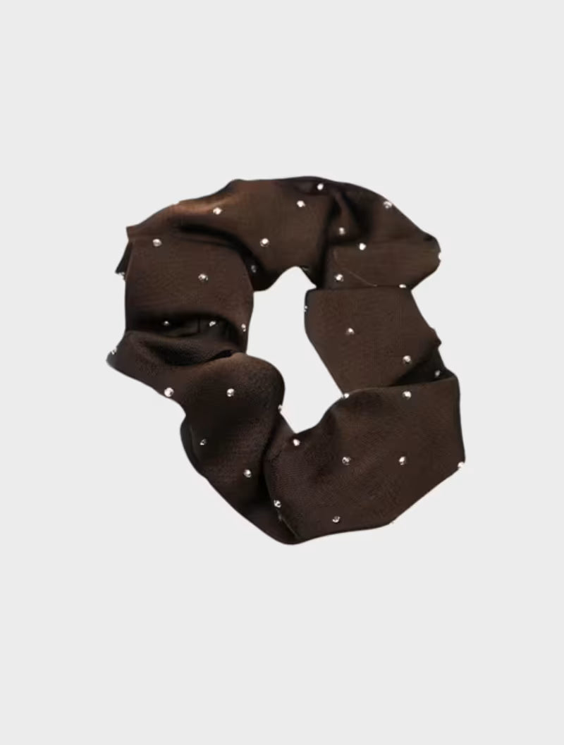Chocolate Diamanté Scrunchie