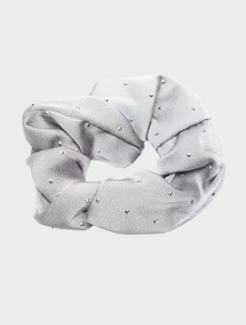Gray Diamanté Scrunchie