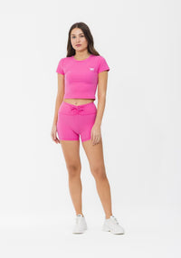 High-waist Butter Ruche Shorts for fitness Pink