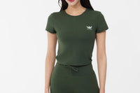 Khaki Green Buttery Soft Gym Crop Top UK Collection
