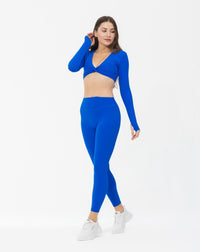 Long Sleeve Angel Twist Crop Blue – Women’s Gym Top UK