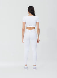 Gym Angel Twist Crop Top with Soft Stretchy Fabric for Comfort White
