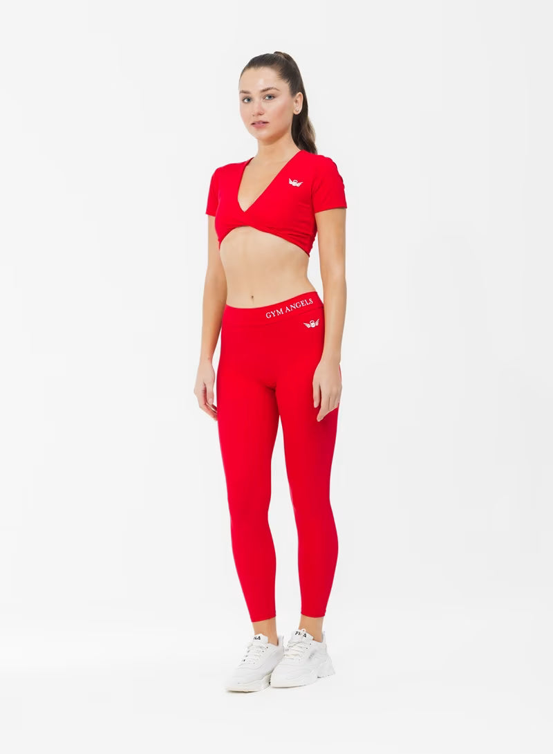 V Scrunch Angel Leggings Red – Women’s Flattering Gym Leggings UK