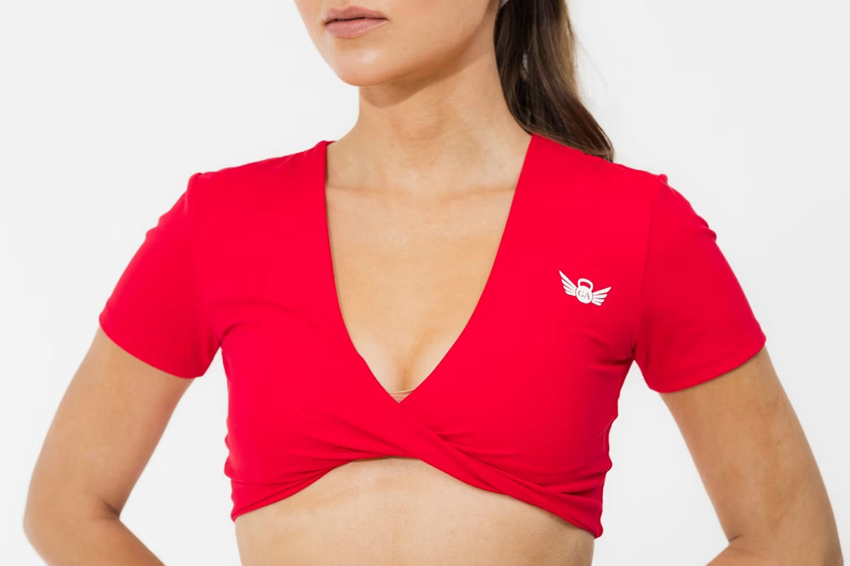Women’s Activewear Crop Top with Removable Padding Red