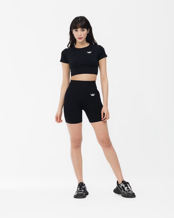 Seamless Sculpt Crop Top in Black – Women’s Gym Wear