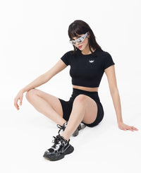 Gym Angels Seamless Sculpt Crop Top – Lightweight Activewear Black