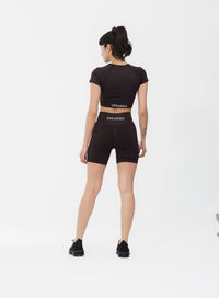 Gym Angels Seamless Sculpt Crop Top – Lightweight Activewear Coffee