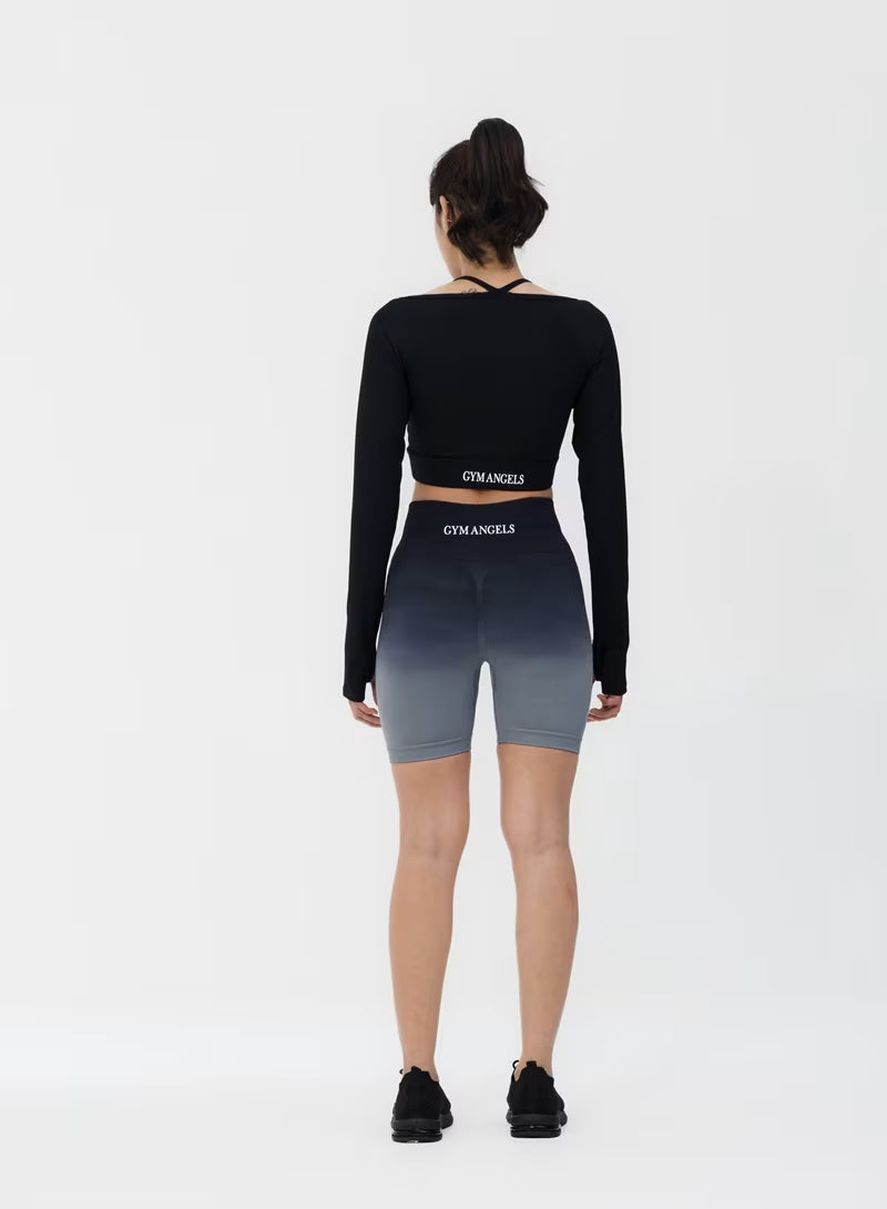 Black Stylish ombre scrunch workout shorts UK