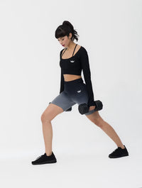 High-waist Black ombre scrunch gym shorts UK
