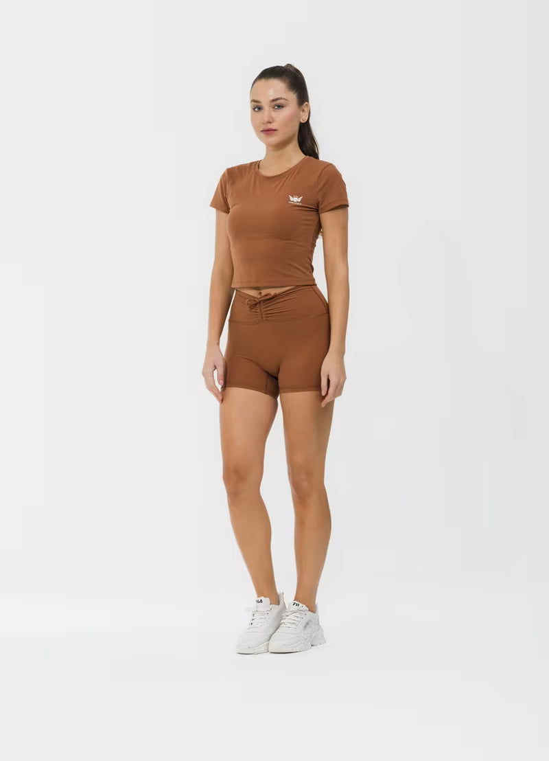 Gym Angels Butter Ruche Shorts for women Brown