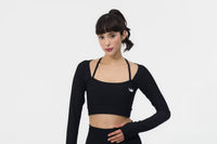 Black Halter Neck Crop top UK with Gym Angels Branding