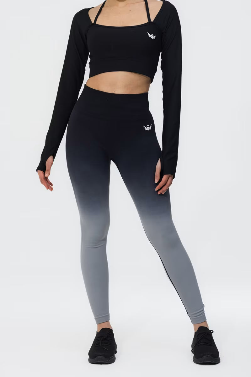 Ombre scrunch leggings ribbed waistband for leg day