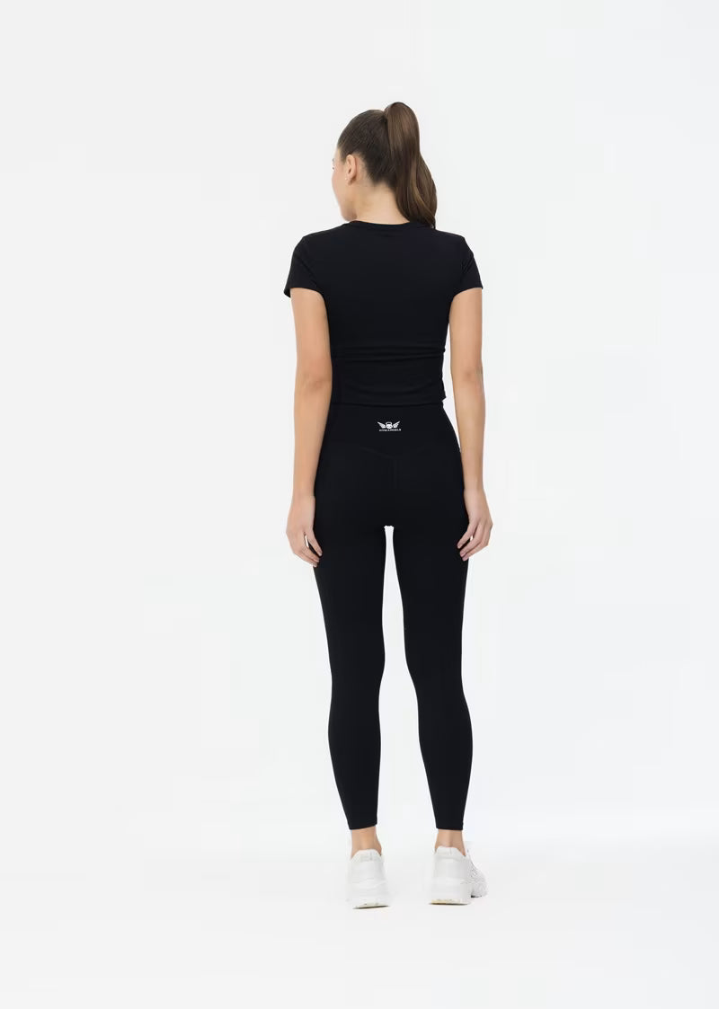 Gym Angels Black Butter Tee Activewear Crop Top