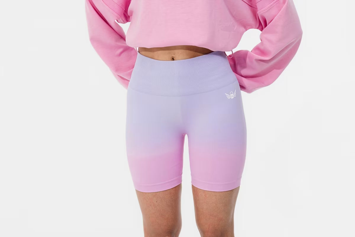 Gym Angels Pink Ombre Scrunch Shorts for women UK