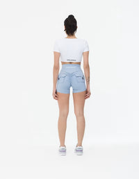 High-waisted workout shorts with scrunch design Baby Blue
