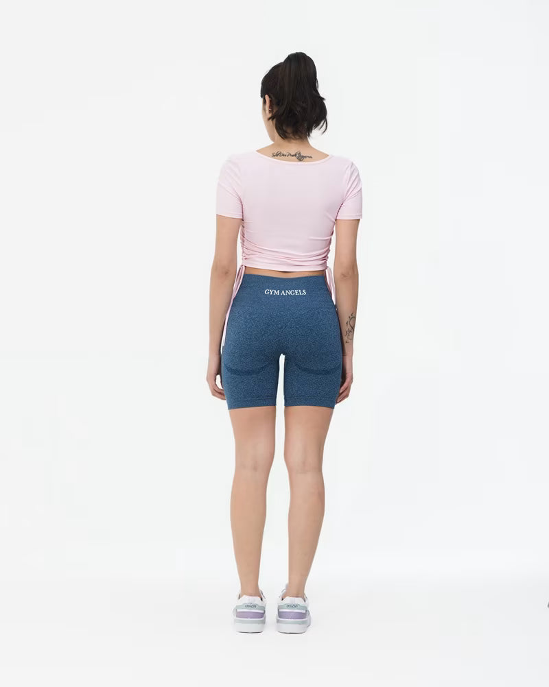 Pink Adjustable Length Crop Tee with Ribbon Detail UK
