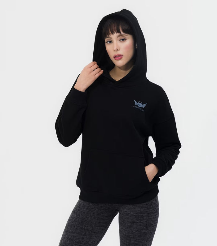 Angel Fleece Hoodie in Black – Women’s Gym Wear