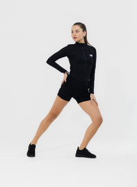 Black Gym Angels ignature Ribbon fitted gym jacket UK