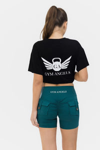 Gym Angels stylish scrunch shorts for training Green