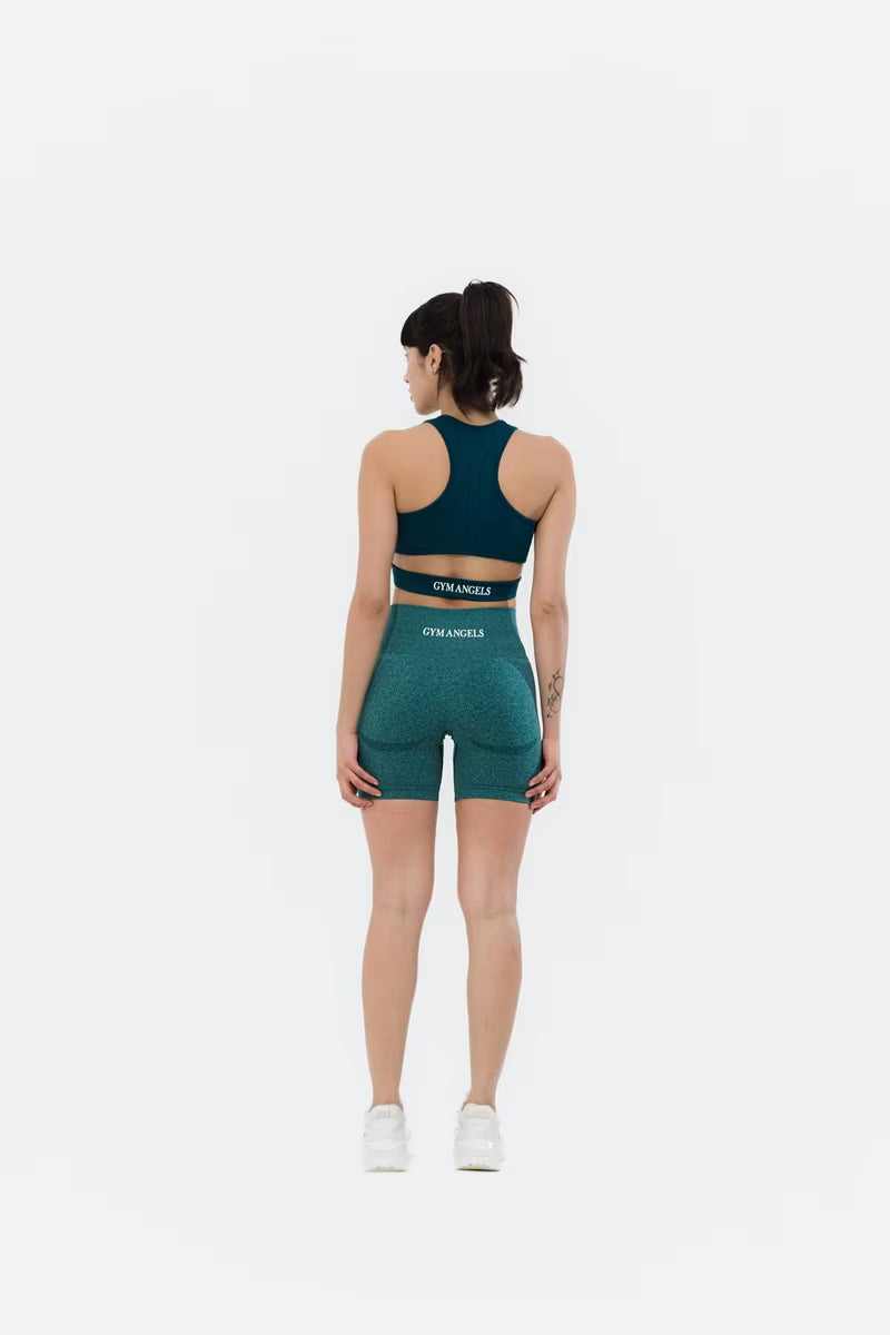 Gym Angels Green Contour Seamless Shorts for women UK