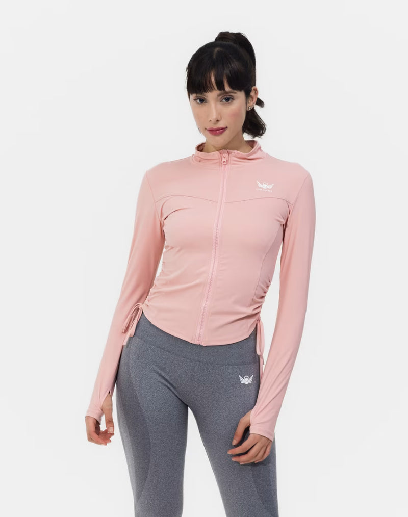 Gym Angels Signature Ribbon Jacket front view Pinnk