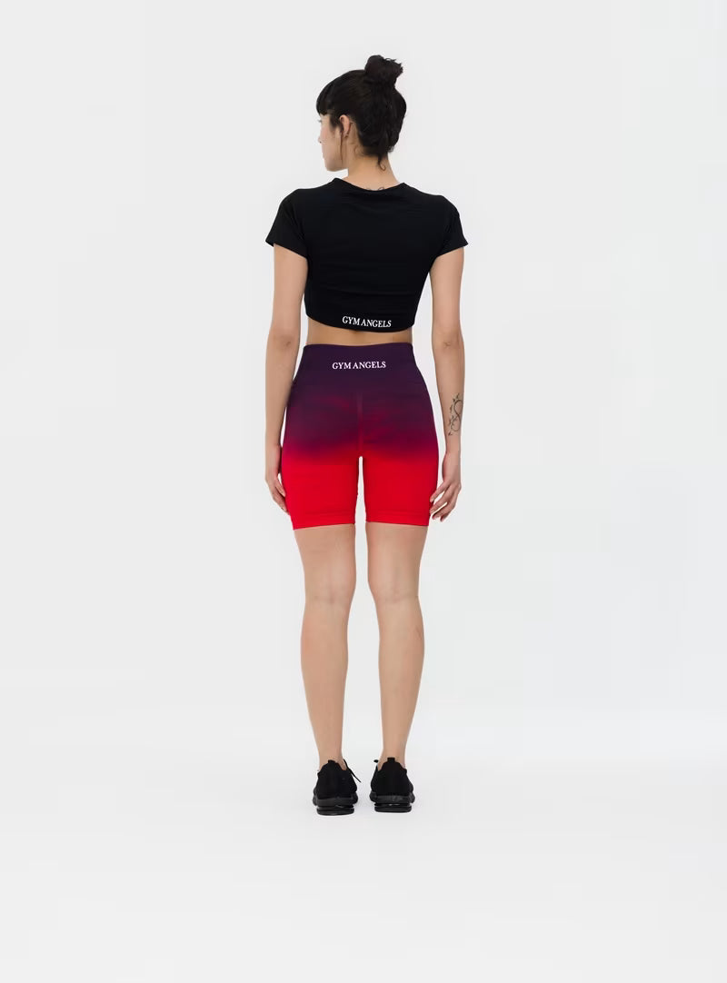 Red Ombre seamless scrunch shorts for training