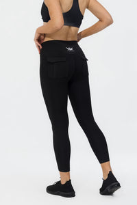 Women’s Cropped Gym Leggings  Black with Pocket Design 