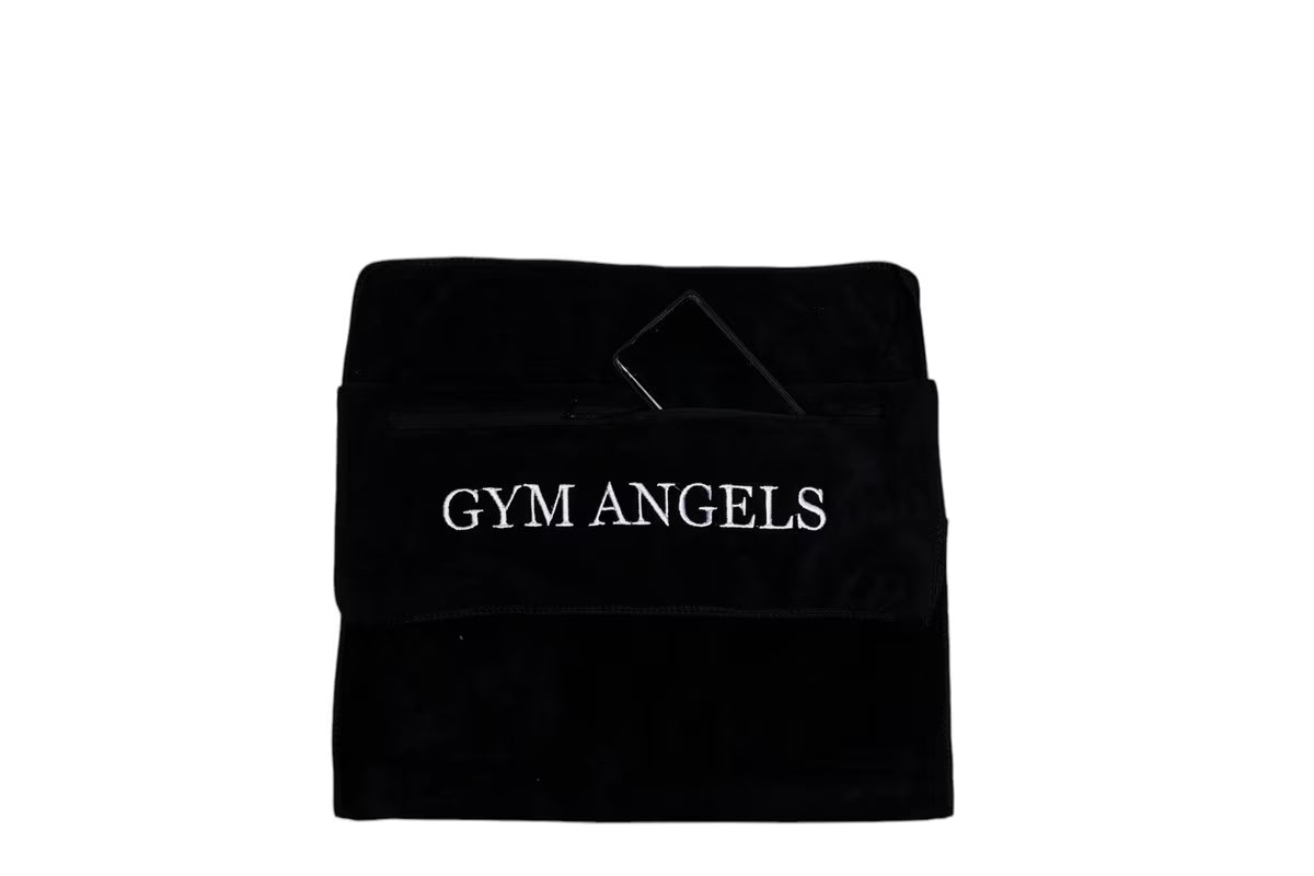 Black Hooded Gym Towel with Zip Pocket UK