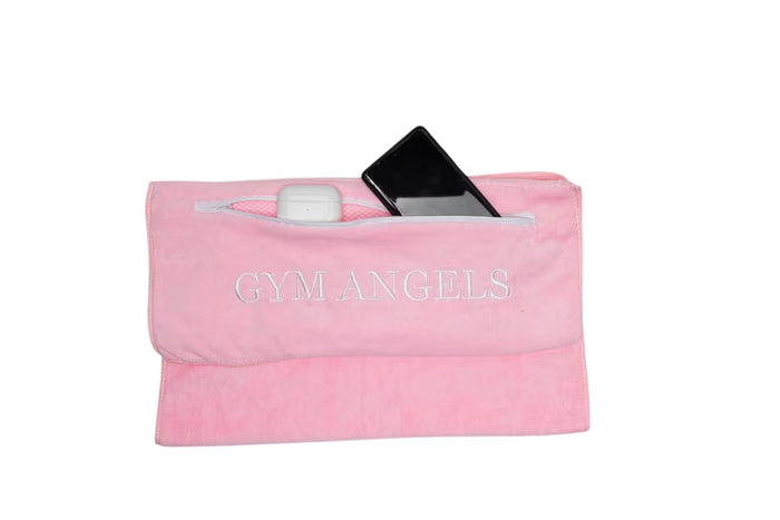 Pink Hooded Gym Towel with Zip Pocket UK