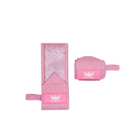 Pink Weightlifting Wrist Wraps with Glitter Design UK