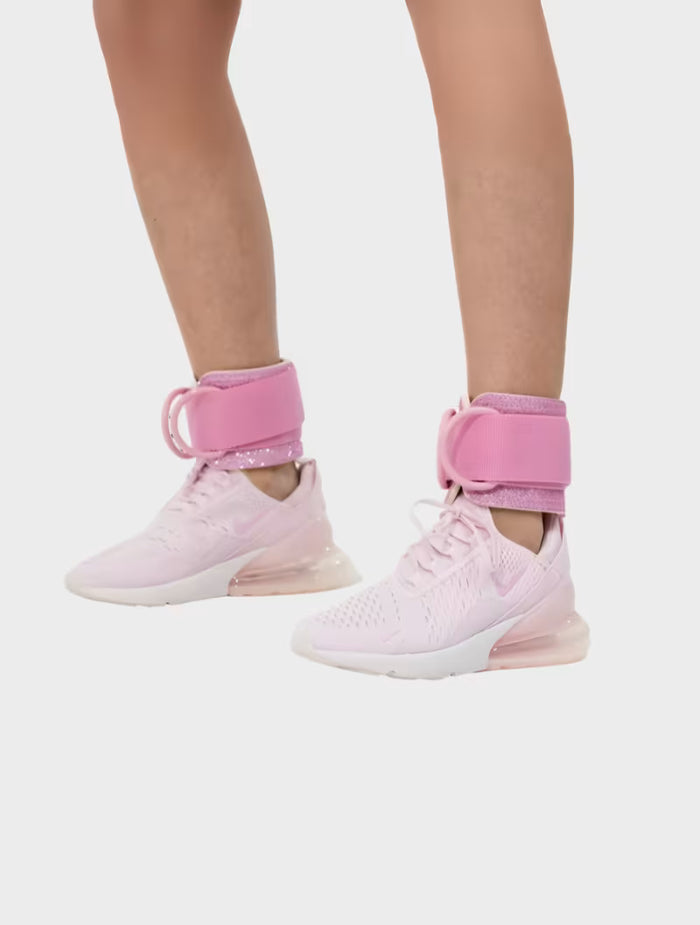 D-Ring Pink Glitter Ankle Straps for Cable Exercises UK