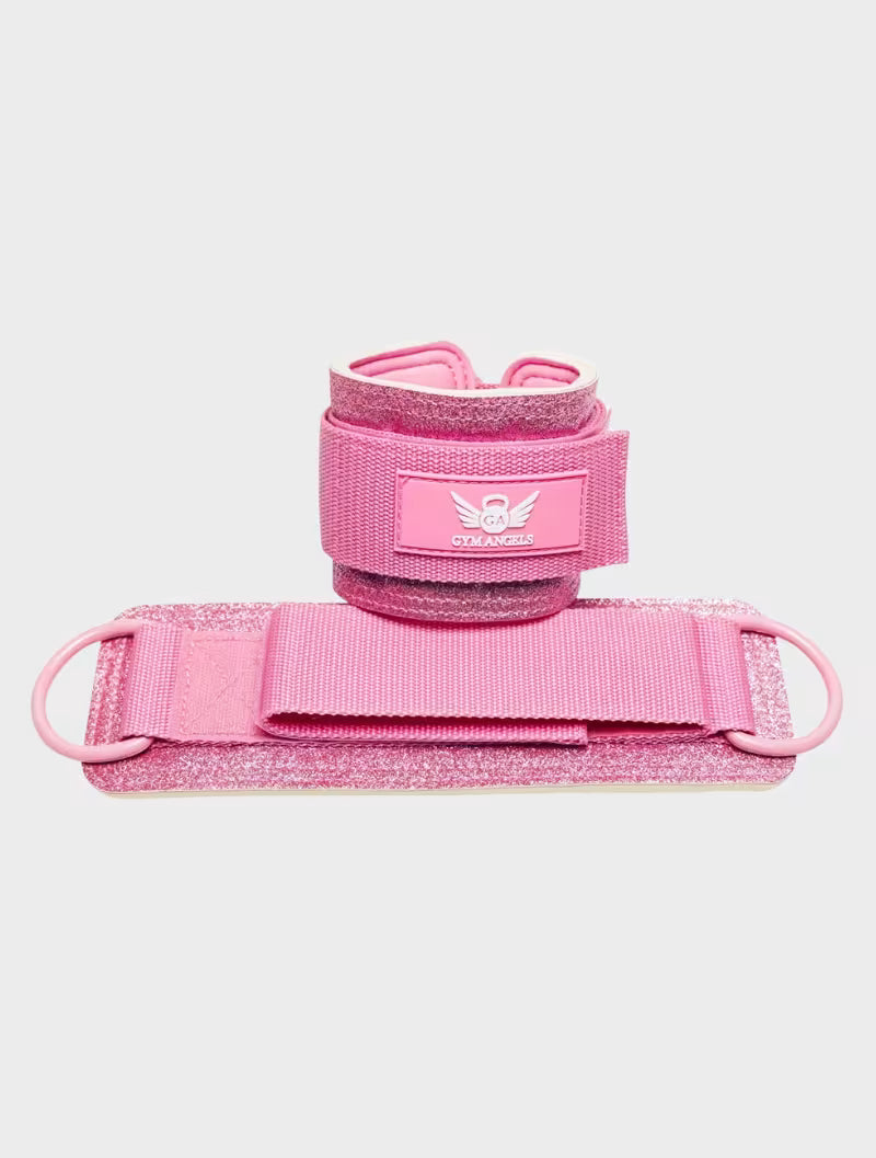 D-Ring Pink Glitter Ankle Straps for Cable Exercises UK