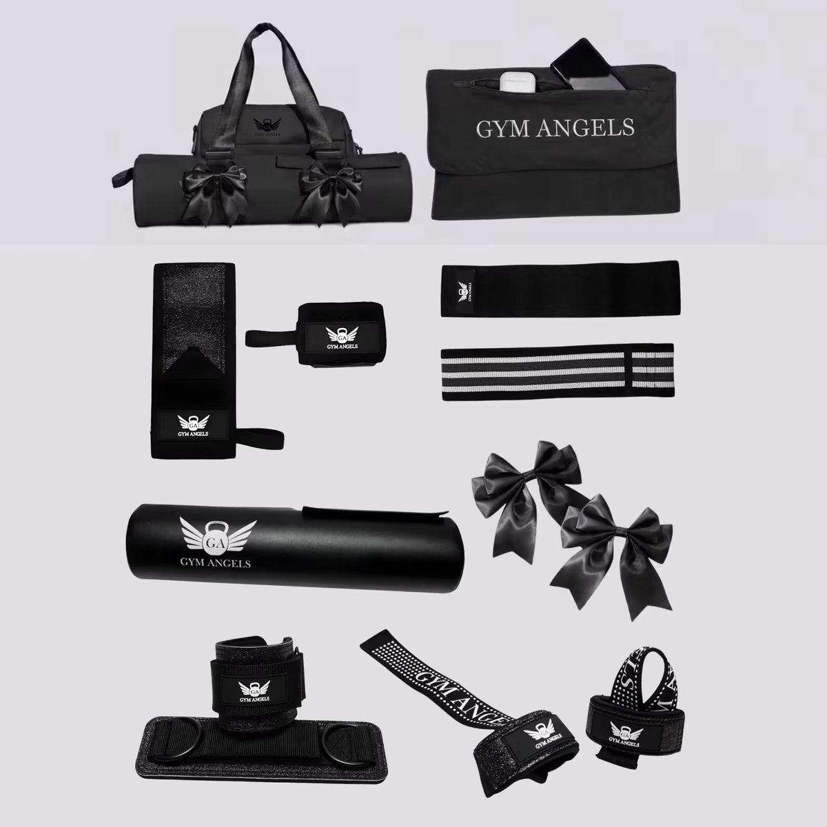Gym Angels Ultimate Bundle | 8 Piece Gym Accessories Set Black