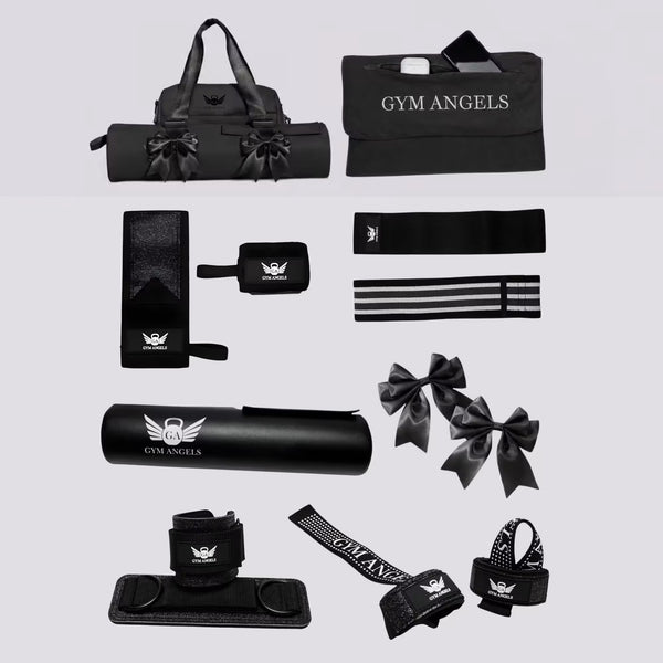 Gym Angels Ultimate Bundle | 8 Piece Gym Accessories Set Black