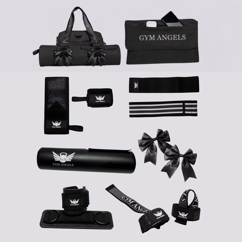 Gym Angels Ultimate Bundle | 8 Piece Gym Accessories Set Black