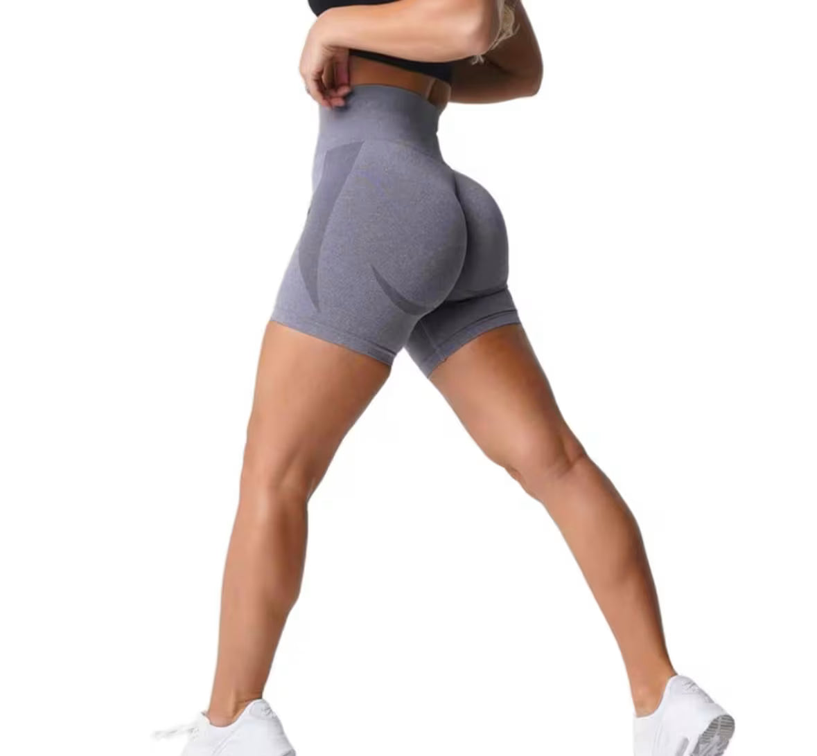 Light Gray Buttery Soft Seamless Contour Gym Shorts UK