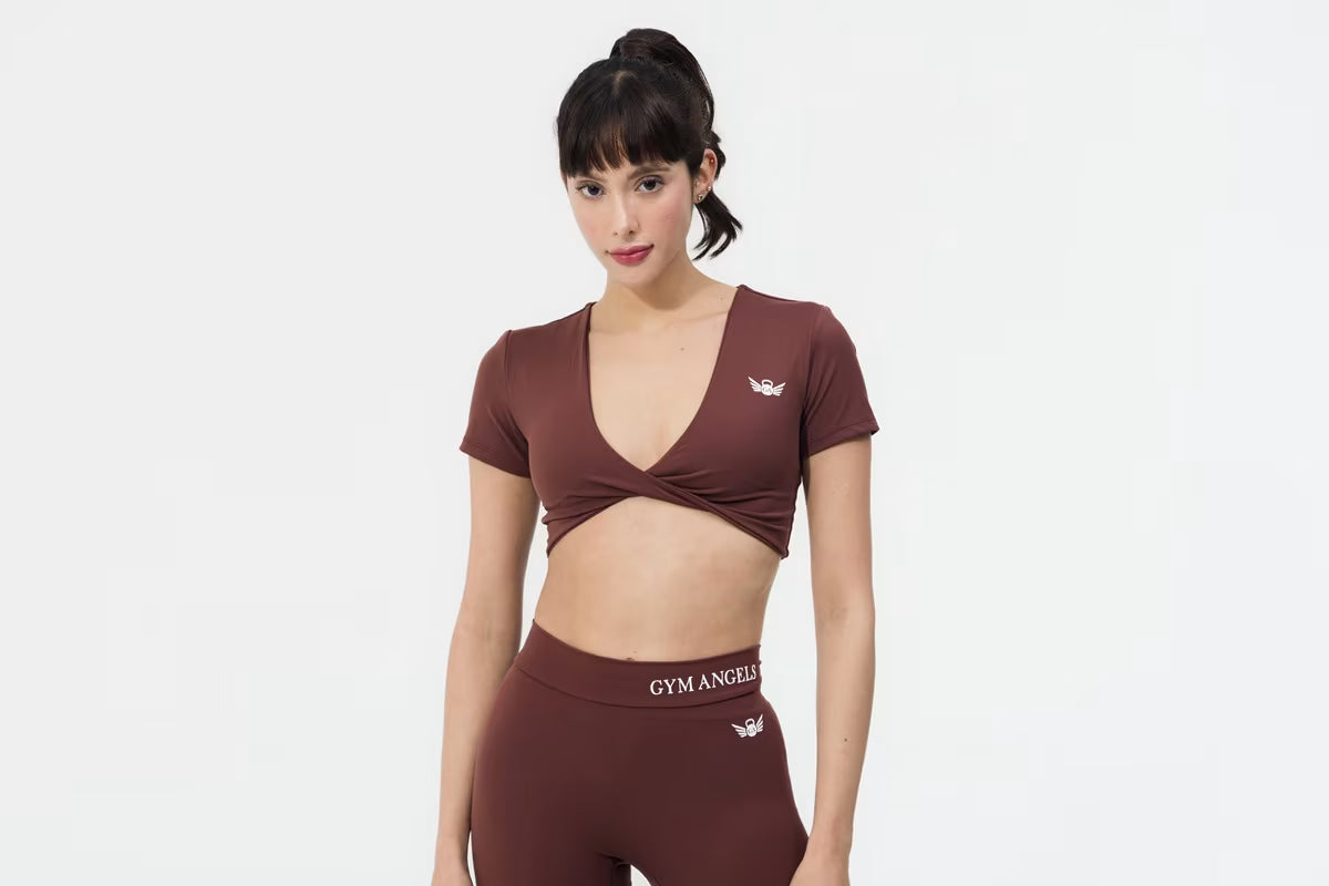 Women’s Activewear Crop Top with Removable Padding Brown