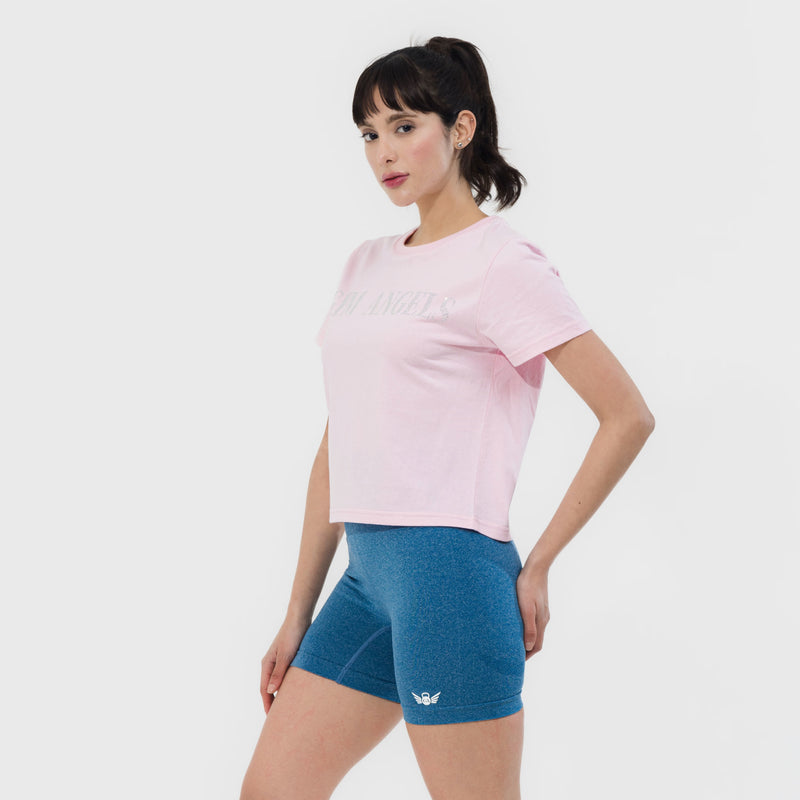 Women’s Pink Gym Crop Top with Rhinestone Logo UK