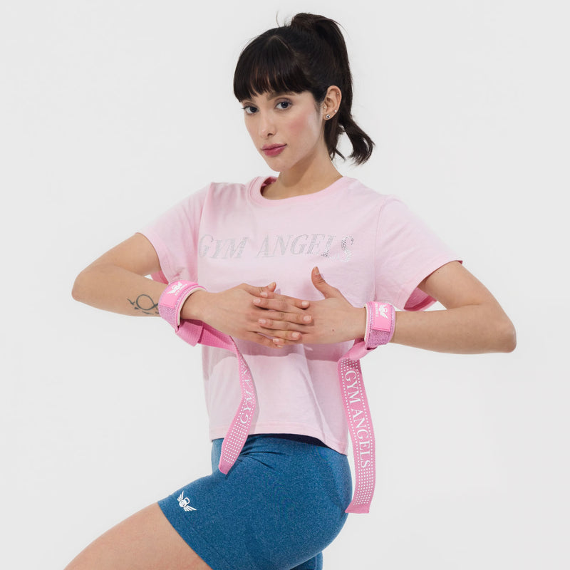 Women’s Pink Gym Angels Crop Tee – Fitness Fashion UK
